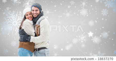 Composite image of young winter couple Composite image of young winter couple 18637270