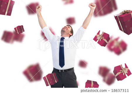 Composite image of cheering businessman 18637311