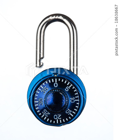 Blue metallic lock isolated on white background Blue metallic lock isolated on white background 18638667