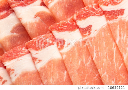 Close up shot on thinly sliced pork 18639121