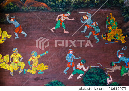 Bangkok, Thailand - Circa December, 2014: Ramayana painting from Bangkok, Thailand - Circa December, 2014: Ramayana painting from 18639975