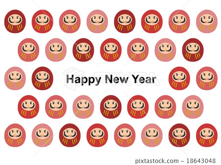 新年的卡Daruma插圖 新年的卡Daruma插圖 18643048
