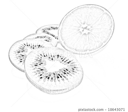 slices of kiwi and half orange 18643071