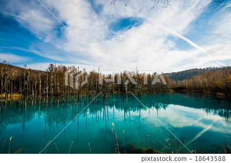 Late autumn's blue pond (Biei-cho) 18643588