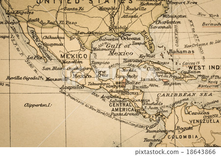 Old Map Of The Caribbean Old Map Mexico And The Caribbean Sea - Stock Photo [18643866] - Pixta