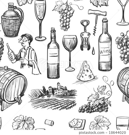 Hand drawn pattern of wine making 18644020