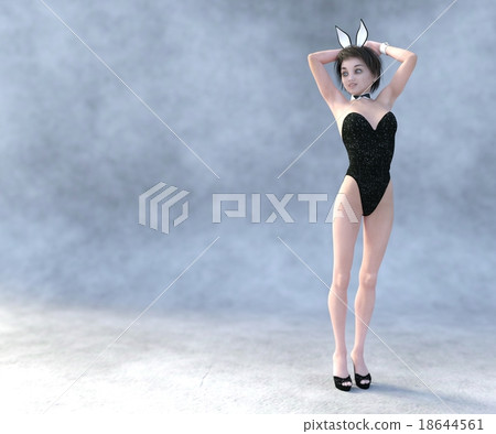 Cute bunny girl perming3DCG illustrations material 18644561