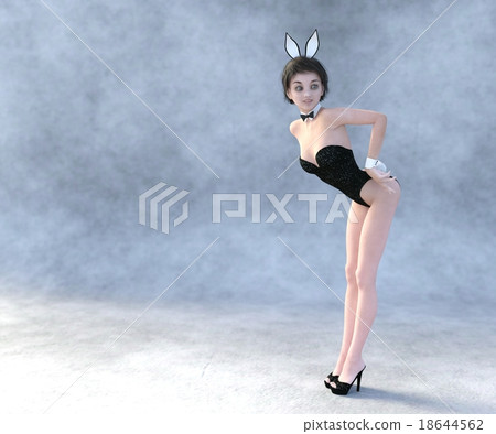 Cute bunny girl perming3DCG illustrations material 18644562