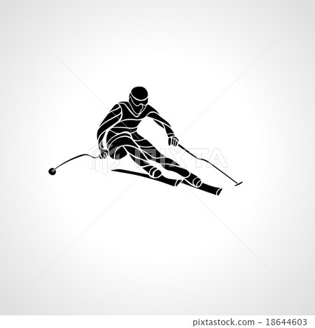 Giant Slalom Ski Racer silhouette. Vector 18644603