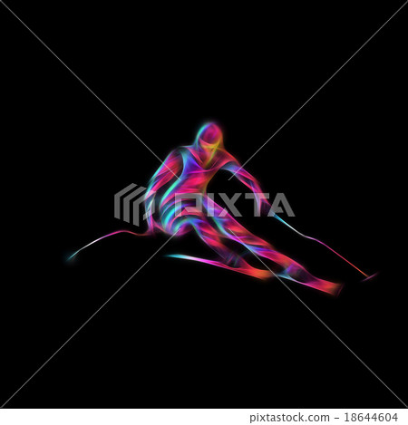 Giant Slalom Ski Racer color silhouette.  18644604