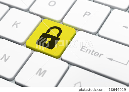 Information concept: Closed Padlock on computer Information concept: Closed Padlock on computer 18644929