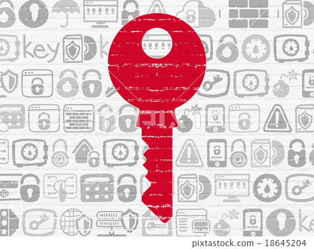 Privacy concept: Key on wall background 18645204