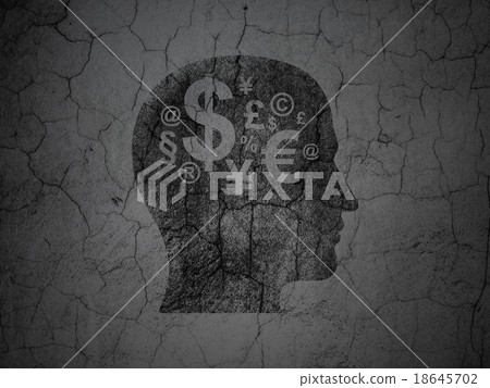 Advertising concept: Head With Finance Symbol on Advertising concept: Head With Finance Symbol on 18645702