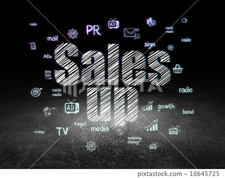 Advertising concept: Sales Up in grunge dark room 18645725