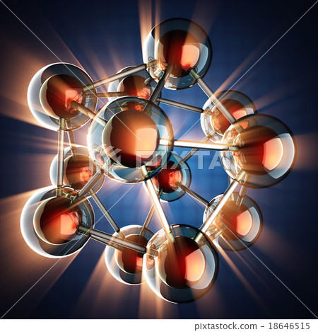 Atom model on blue background 18646515