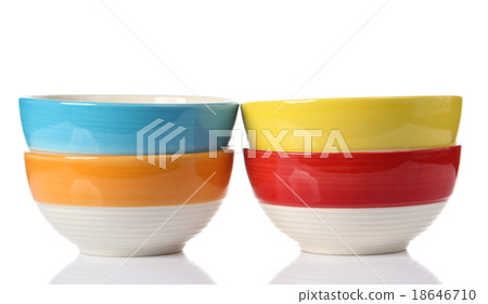 bright empty bowls isolate on white 18646710