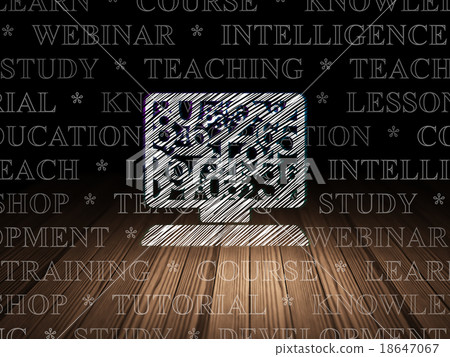 Studying concept: Computer Pc in grunge dark room Studying concept: Computer Pc in grunge dark room 18647067