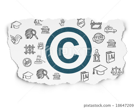 Law concept: Copyright on Torn Paper background Law concept: Copyright on Torn Paper background 18647209
