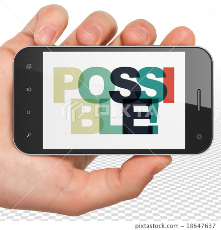 Business concept: Hand Holding Smartphone with Business concept: Hand Holding Smartphone with 18647637