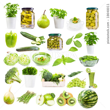various green food isolated on white background 18648011