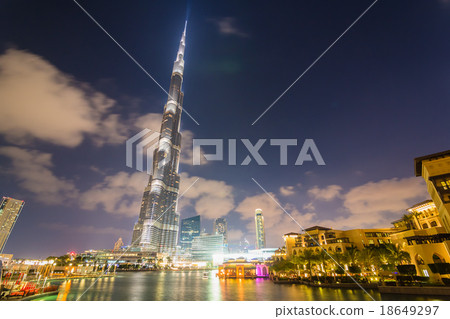 阿聯酋迪拜哈利法塔夜景 18649297
