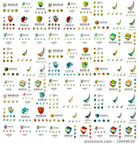 Mega set of protection shield logo concepts. Color 18649639