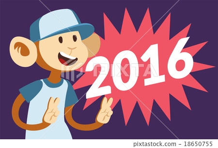 New Year text and monkey classic pop art design 18650755
