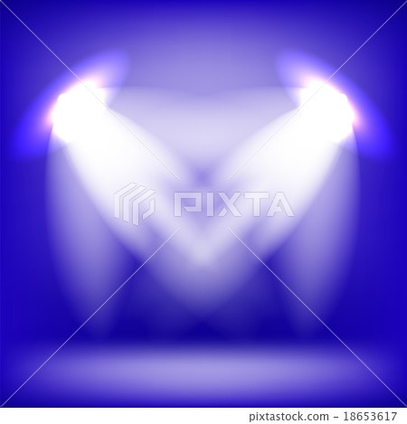 Two Spotlights Isolated on Blue Background Two Spotlights Isolated on Blue Background 18653617
