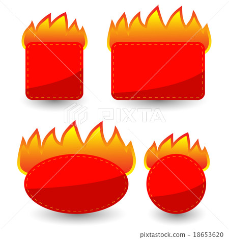 Set of Burning Paper Red Stickers Set of Burning Paper Red Stickers 18653620