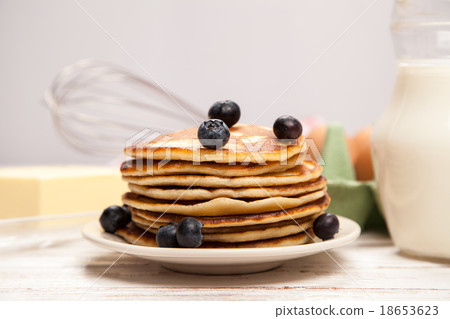 High pile of delicious pancakes High pile of delicious pancakes 18653623