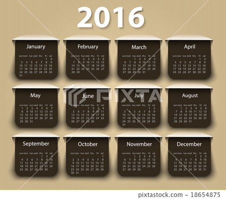 Calendar 2016 year vector design template. Calendar 2016 year vector design template. 18654875