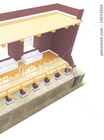 Cross section of brick house 18654884