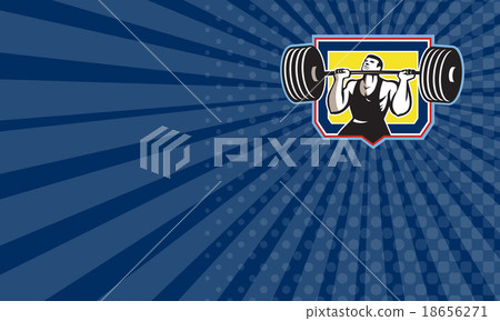 Business card Weightlifter Lifting Heavy Barbell  18656271