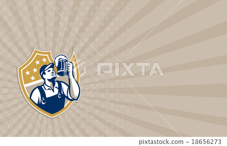 Business card Barman Bartender Beer Mug Retro 18656273
