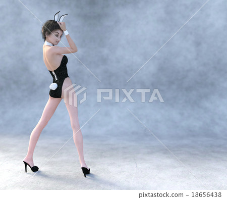Cute bunny girl perming3DCG illustrations material 18656438