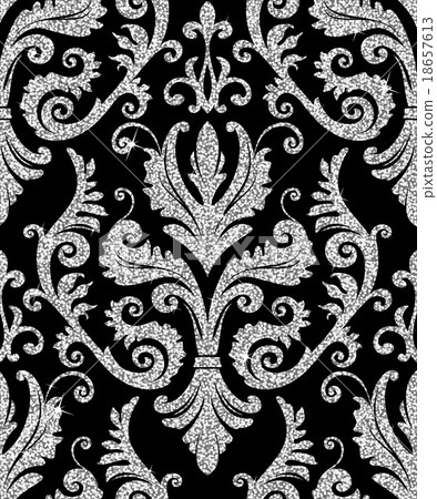 floral silver wallpaper - Stock Illustration [18657613] - PIXTA