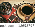 Still life of coffee hot americano in retro cup 18658797