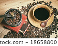 Still life of coffee beans in jute bag  18658800
