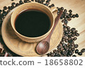 retro cup of Americano coffee and coffee beans  18658802