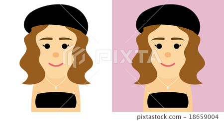 Illustration of a woman with a hat and a bear top Illustration of a woman with a hat and a bear top 18659004