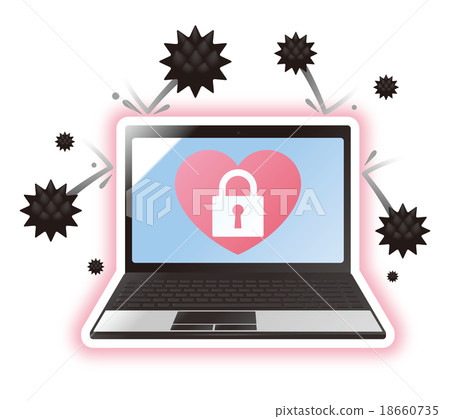 Illustration of computer blocking virus Illustration of computer blocking virus 18660735