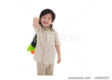 Cute asian boy playing toy gun 18660887
