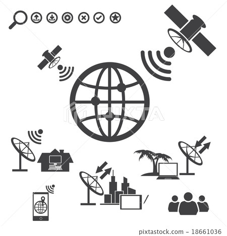 Big Data icons set, Satellite Telecommunications 18661036