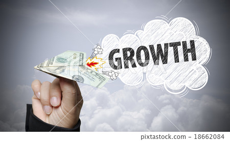 hand holding dollar plane with growth text hand holding dollar plane with growth text 18662084