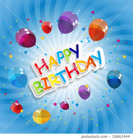 Color Glossy Balloons Happy Birthday Background 18662444