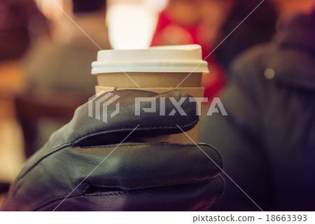 Hot coffee with grab with hand glove Hot coffee with grab with hand glove 18663393