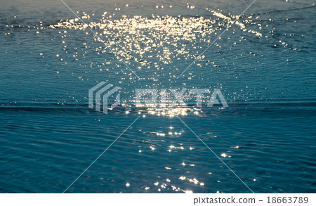 Blue ocean in evening  with water reflection  18663789