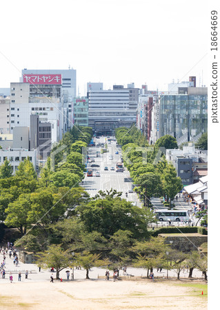 View from Himeji castle in front of Himeji station (Otemae dori) 18664669