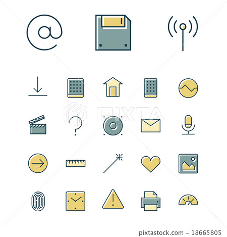 Thin line icons for user inteface and technology 18665805