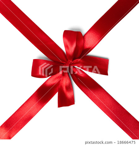 Red ribbon bow on white background Red ribbon bow on white background 18666475